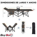 Cama Plegable Portátil Reforzada con Colchón Acolchado y Bolso Lateral