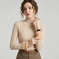 BLUSA MUJER PELUCIADA CANELADA DE CUELLO ALTO