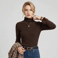 BLUSA MUJER PELUCIADA CANELADA DE CUELLO ALTO